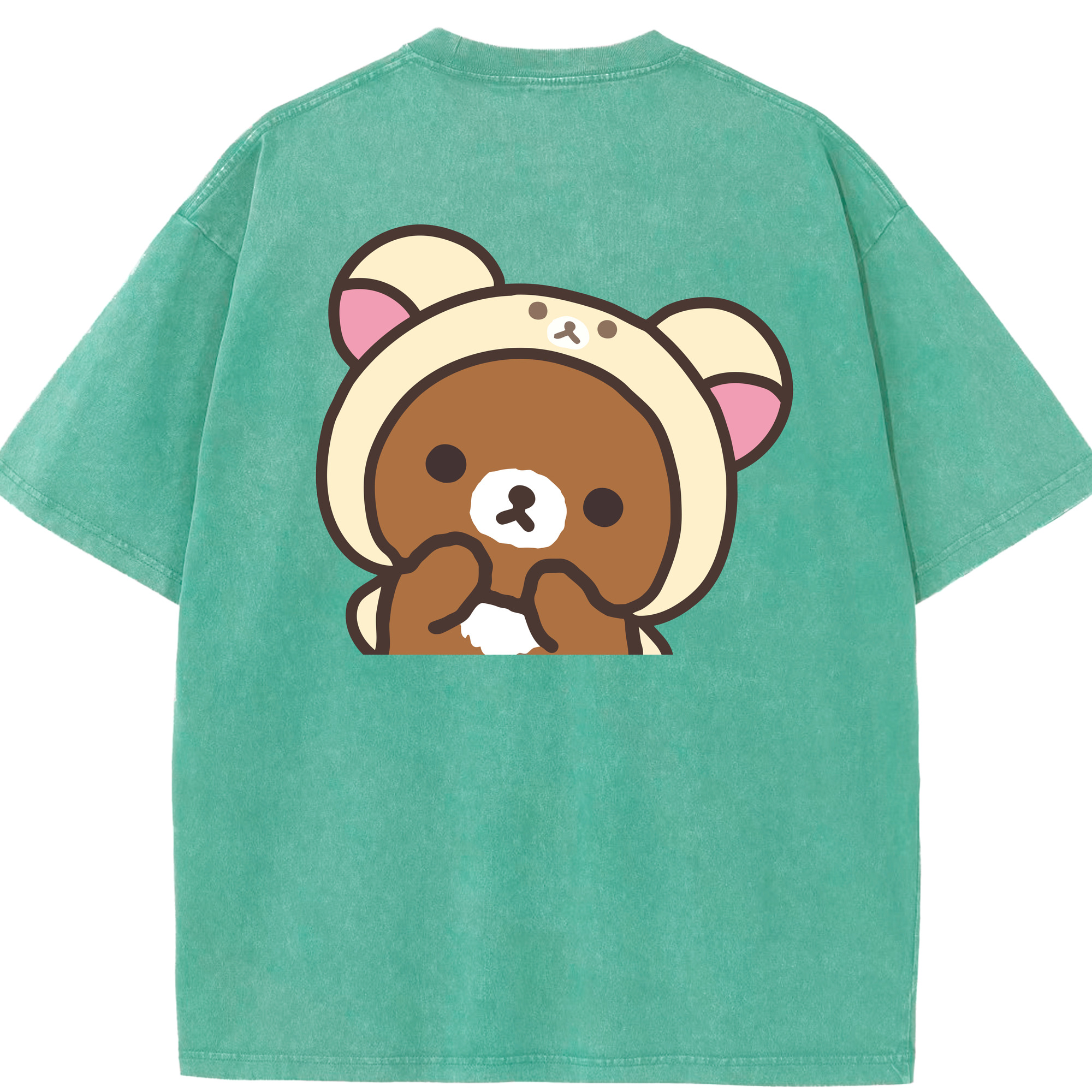（画像用） リラックマ リラックマ キイロイトリ Rilakkuma Korilakkuma Kiiroitori 綿100% ヴィンテージ風 半袖Tシャツ（背面プリント）